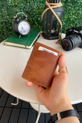 Pescol - Genuine Leather Rfid Protected Mechanism Taba Smart Card Holder / Wallet, Top Level Craftsmanship