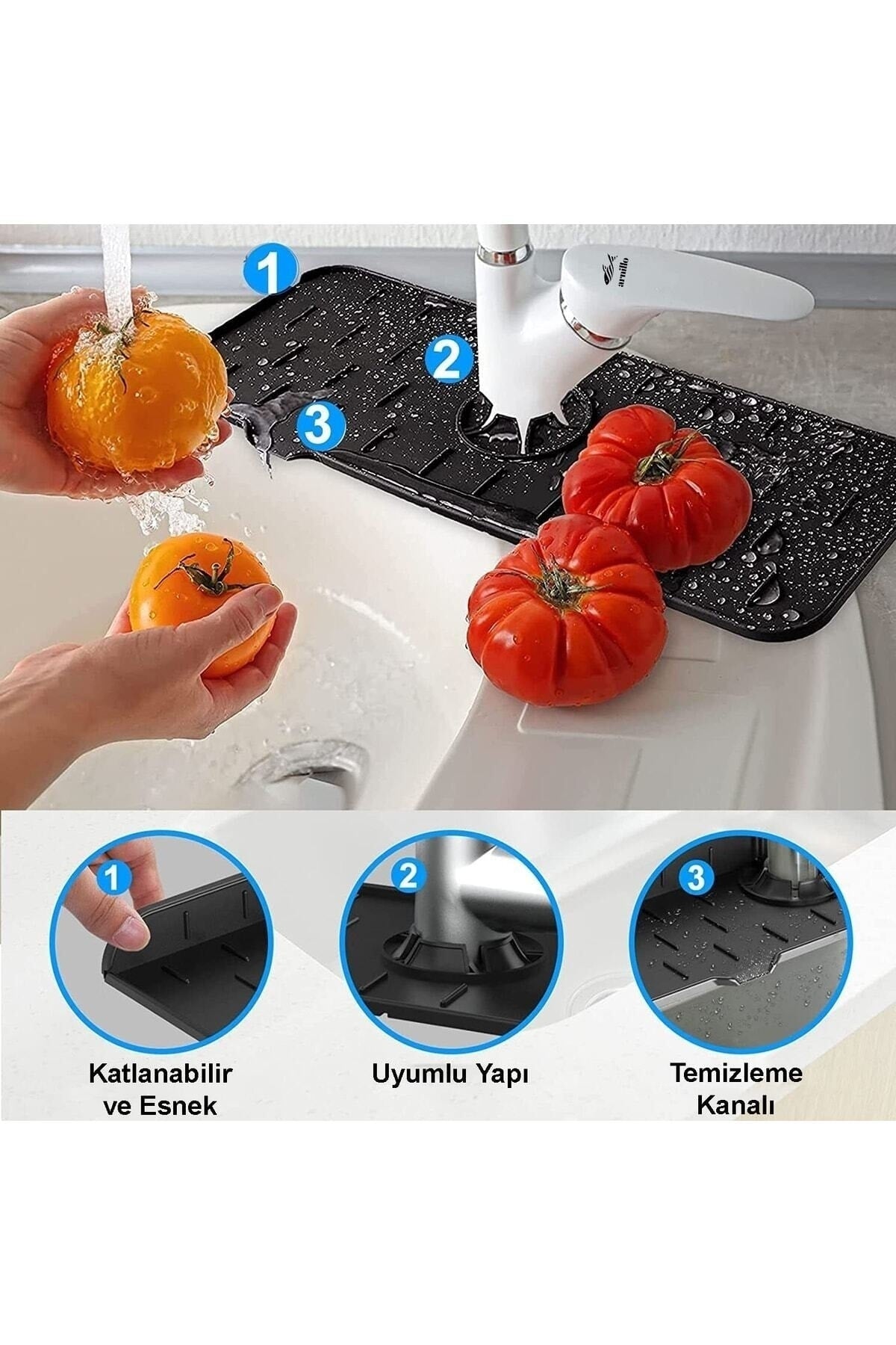 Water Trap Faucet Mat Protective Sink Faucet And Mixer Mat For Kitchen And Bathroom Gray