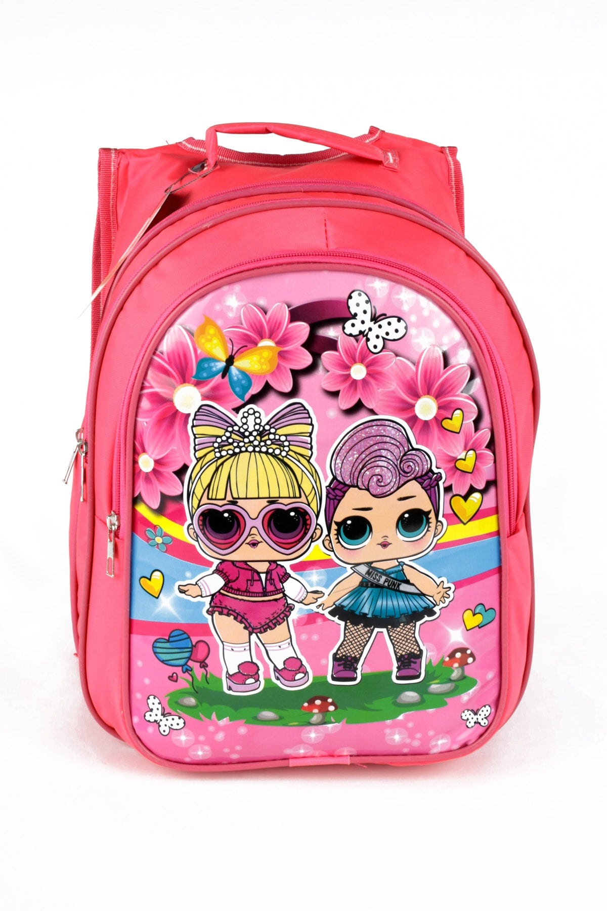 Middle School Primary School Bag and Lunch Box 3 Pockets Padded Pink