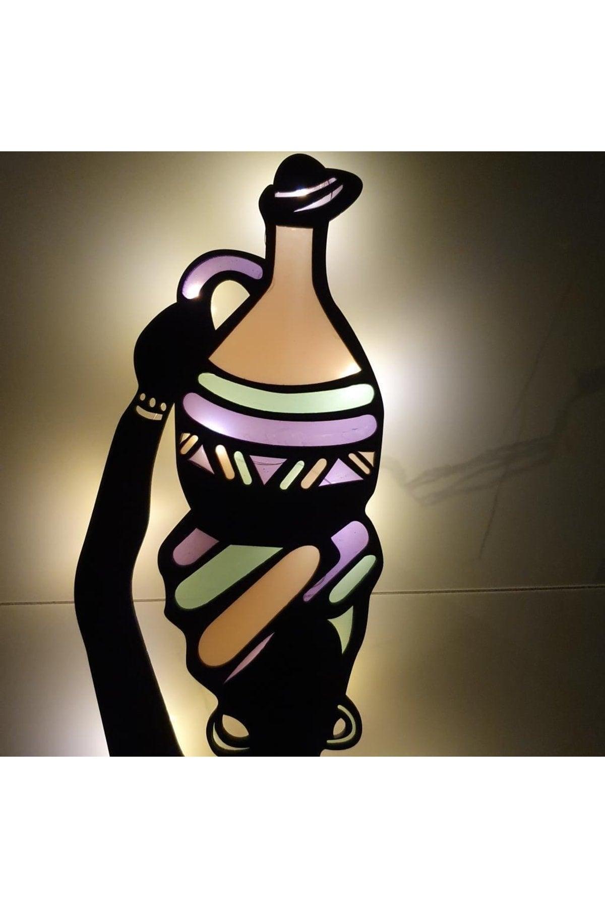 Epoxy Wooden Jug Skirted African Woman Figured Wall Decor Night Lamp 60 Cm - Swordslife