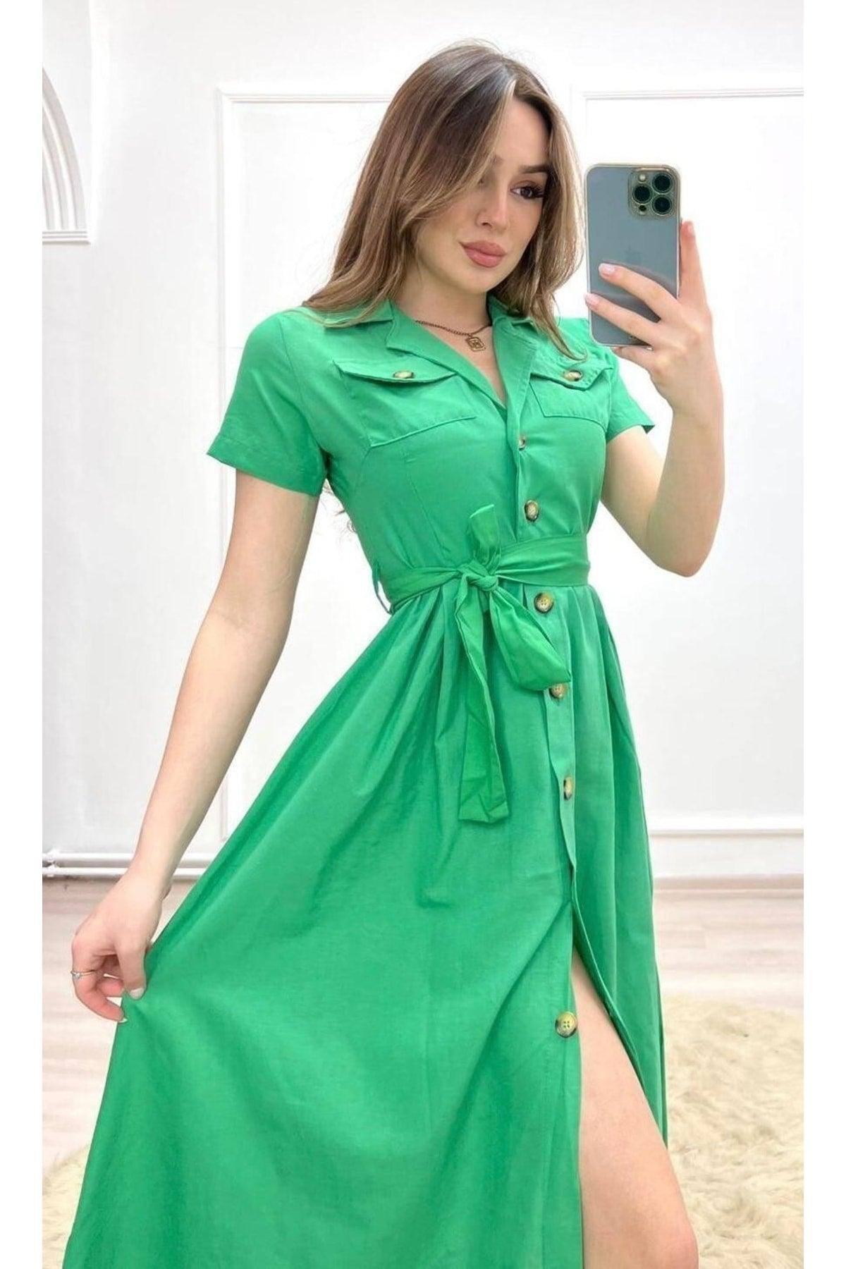 Short Sleeve Button Dress - Swordslife