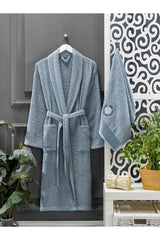 Plum Navy Blue Towel Bathrobe Set of 4 - Swordslife