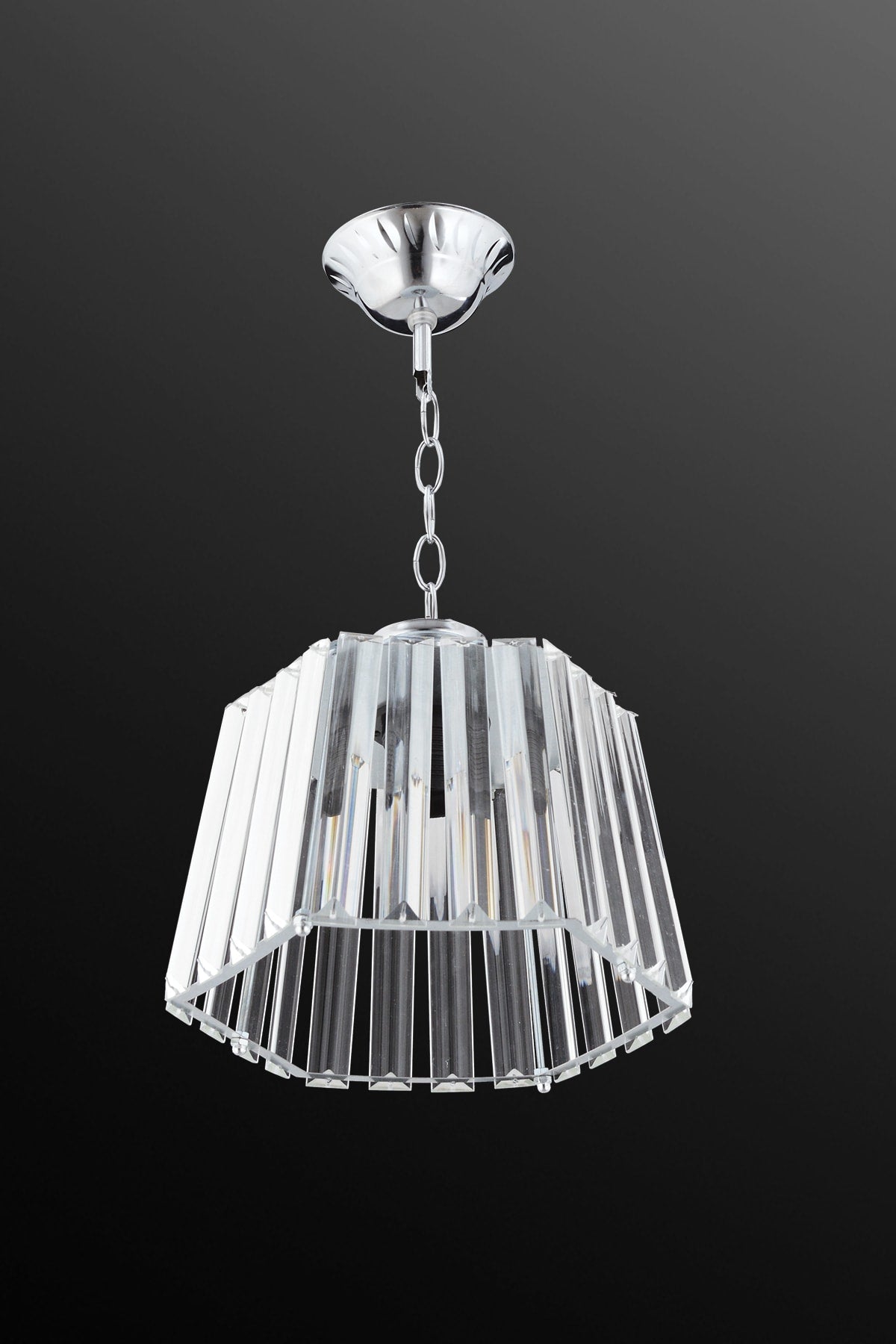 Hexagonal Single Luxury Diamond Silver Crystal Stone Chandelier