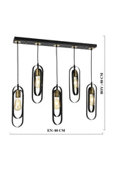 Koza 5 Row Black Modern Young Room Kitchen Retro Living Room Pendant Lamp Chandelier