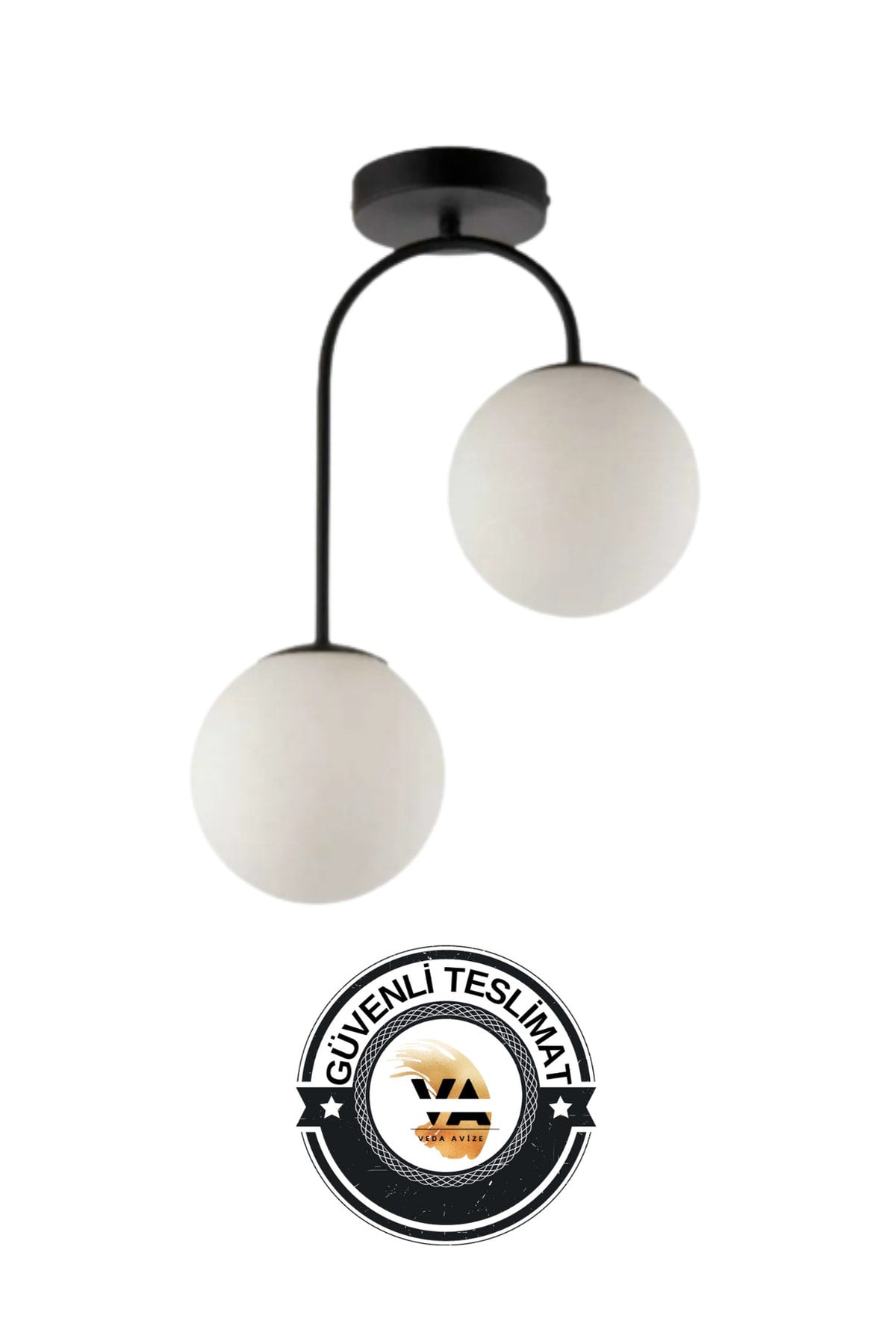 Otal 2-Piece Lounge White Globe Glass - Chandelier - Living Room - Kitchen - Hall