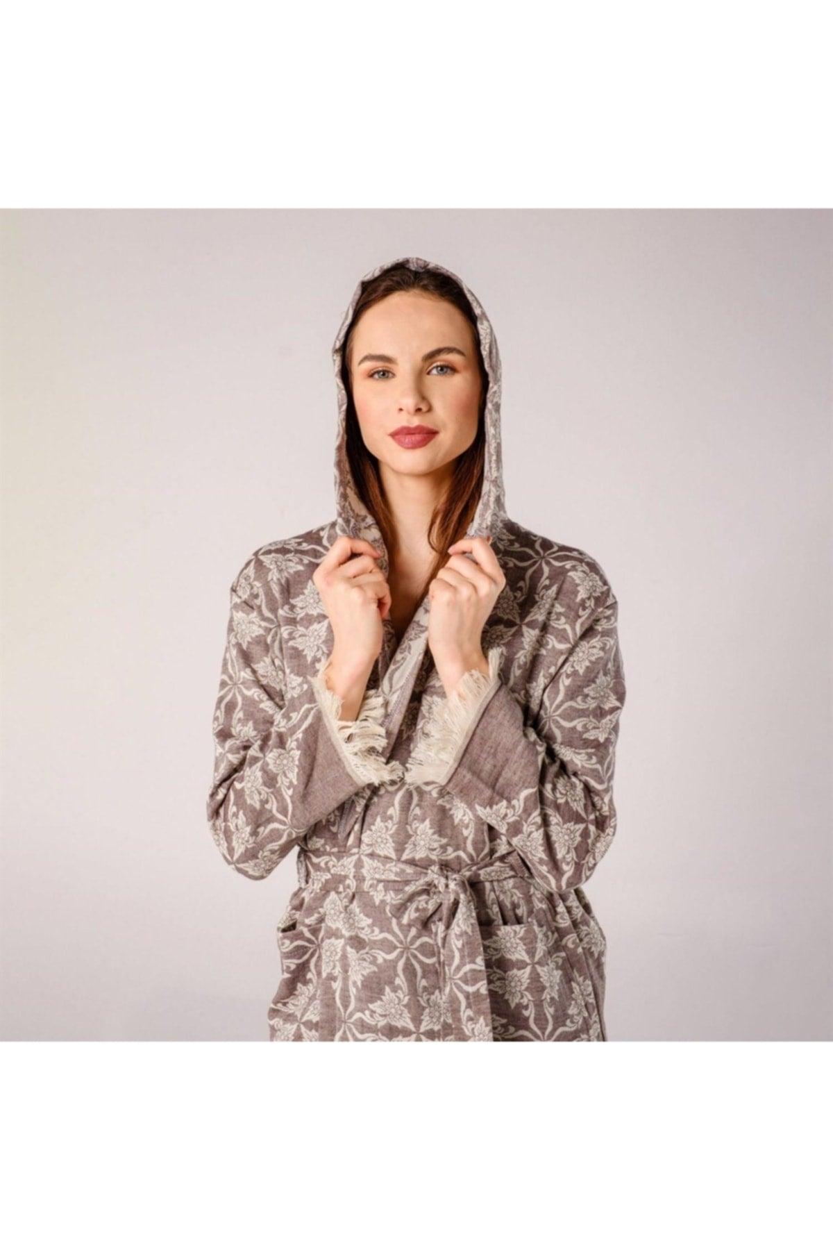 Square Mosaic Patterned Women's Peshtemal Beach Robe - Swordslife