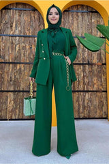 Women's Green (emerald) Classic Pants Suit T 2038 - Swordslife