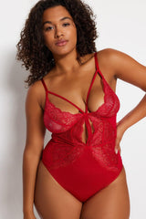 Red Lace Detailed Bodysuit TBBSS23CS00000 - Swordslife