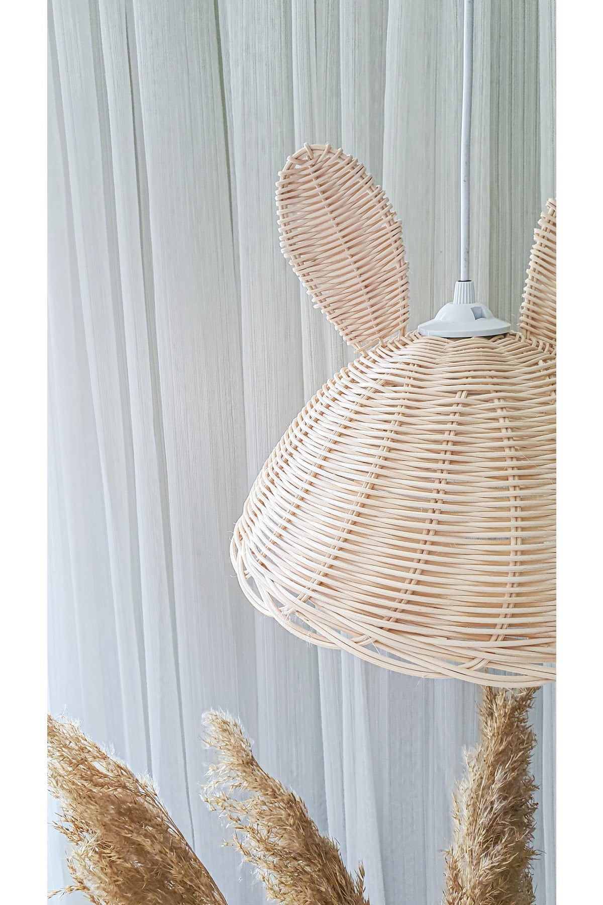 Rattan Bamboo Wicker Rabbit Ear Children's Room Chandelier