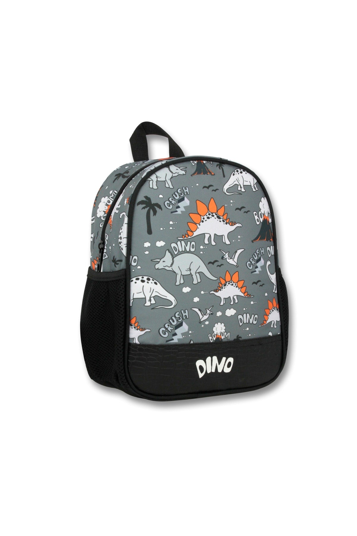 -Umit Bag Black Gray Dinosaur Kindergarten Bag Lunch Box And Pencil Bag Set