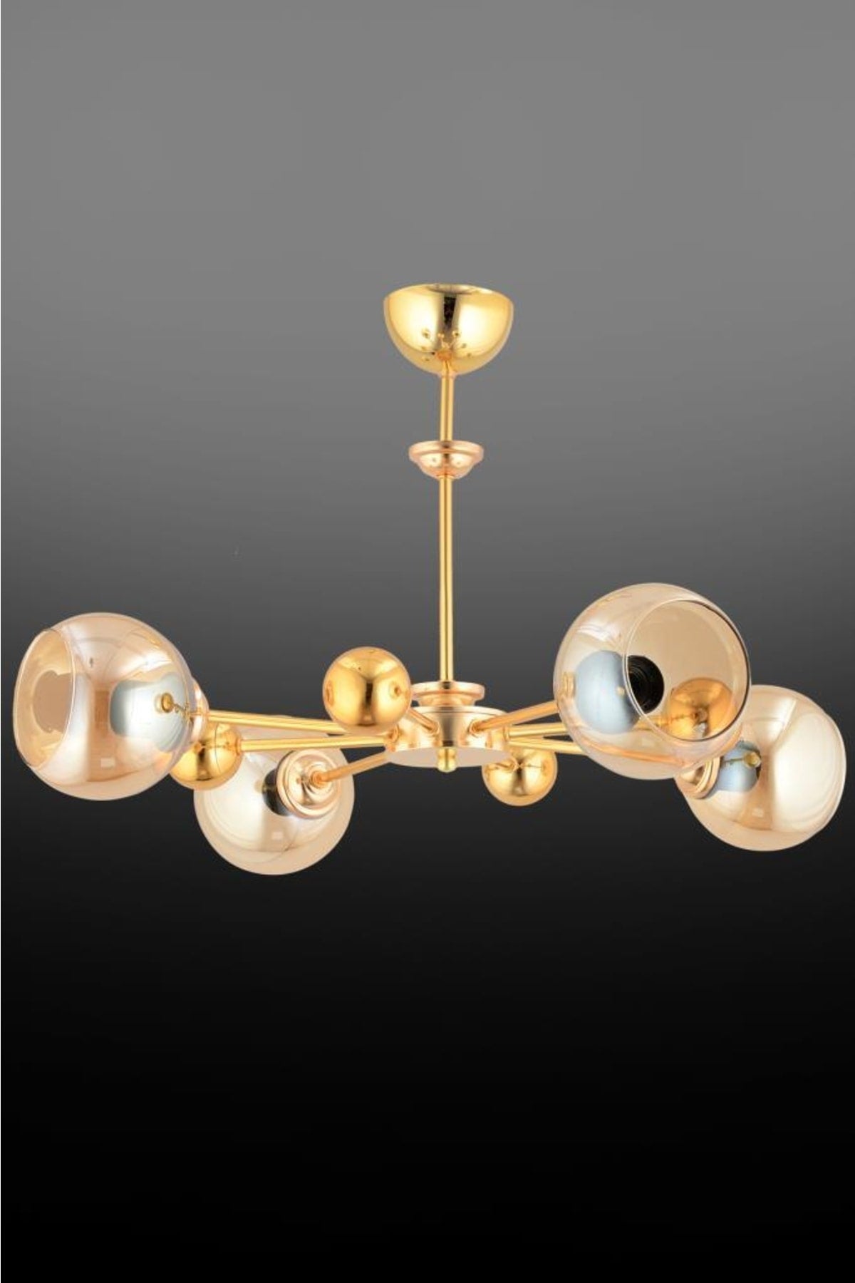 Nairobi 4-Piece Gold Yellow Opaque Glass Chandelier