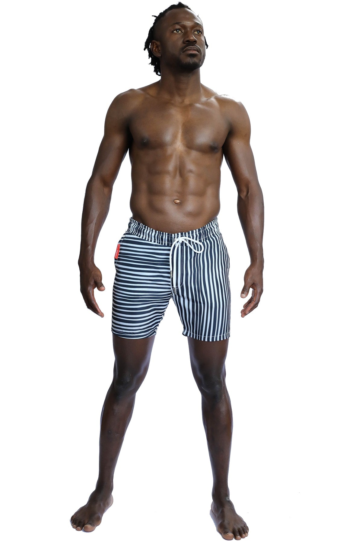 Men's Striped White Marine Shorts