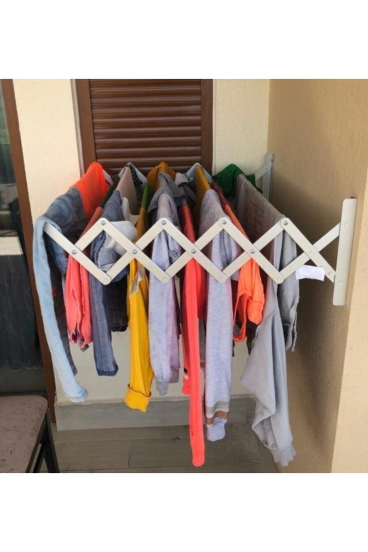 Laundry Balcony Drying Hanger Accordion Clothes Dryer 85cm-9 Rod Aluminum Wall Mounted - Swordslife