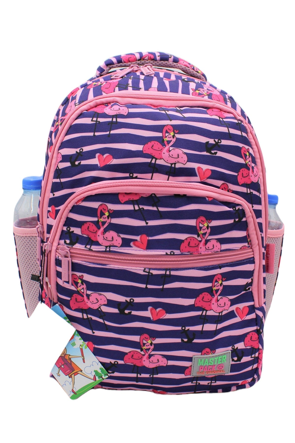 Flamingo Patterned Purple Color Master Pack Girl Backpack Primary School Bag With Food And Pencil Holder