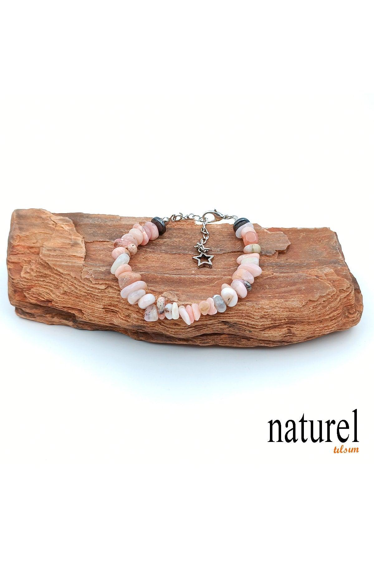 Natural Stone Pink Opal Women's Bracelet - Broken Natural Stone - Gift Bracelet - Swordslife