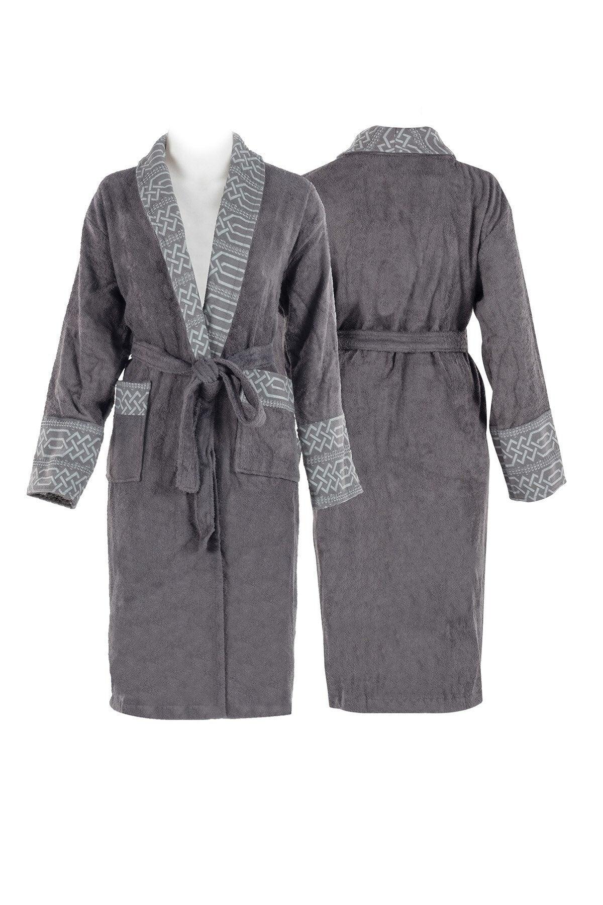 Set of 4 Bamboo Royal Double Family Bathrobes Offwhite-gray - Swordslife