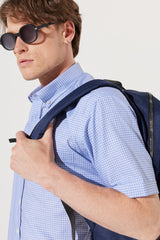 Men's Navy-Brown Logo School-Backpack
