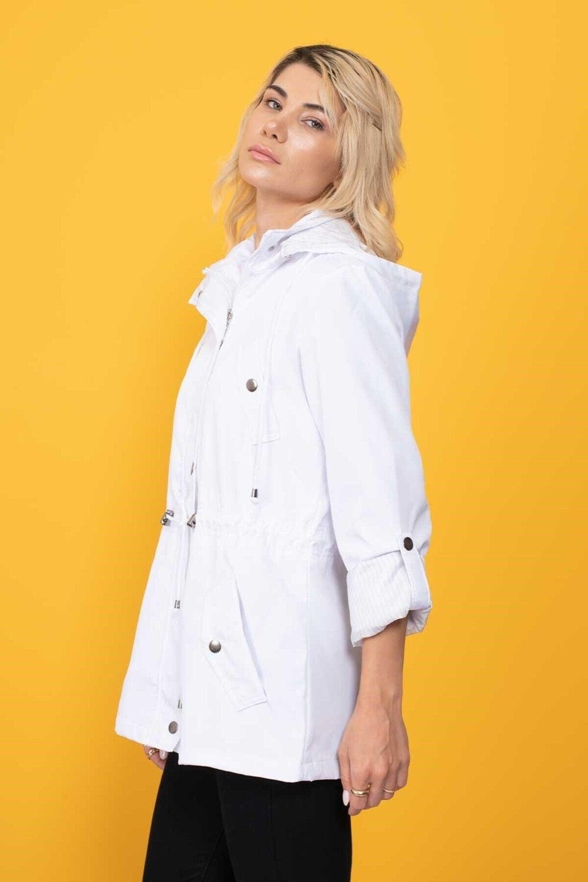 Women's White Hooded Seasonal Coat - Swordslife