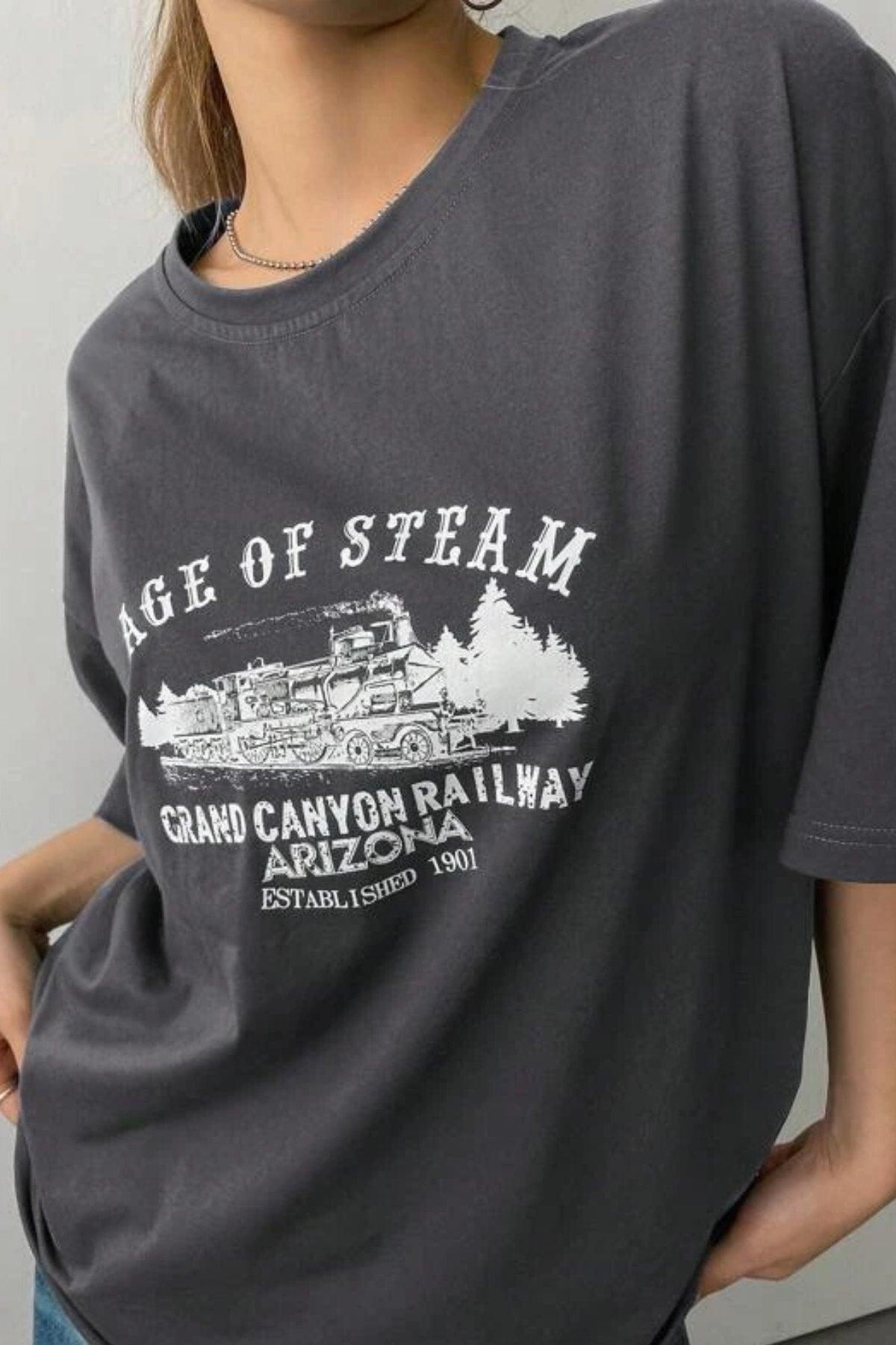 Unisex Smoked Age Of Steam Printed Oversized T-shirt - Swordslife