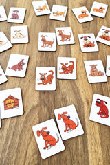 Wooden Dogs Brain Teaser Cards Matching Game Preschool Educational Material