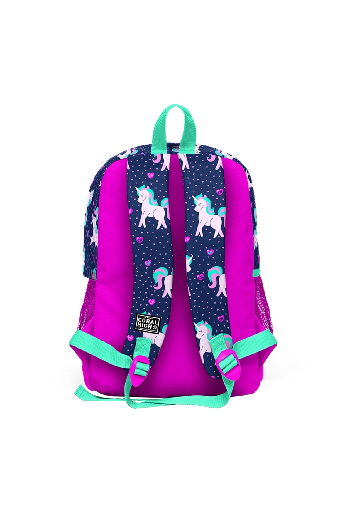 Kids Four Compartment Unicorn Navy Blue 3-Piece School Bag Set