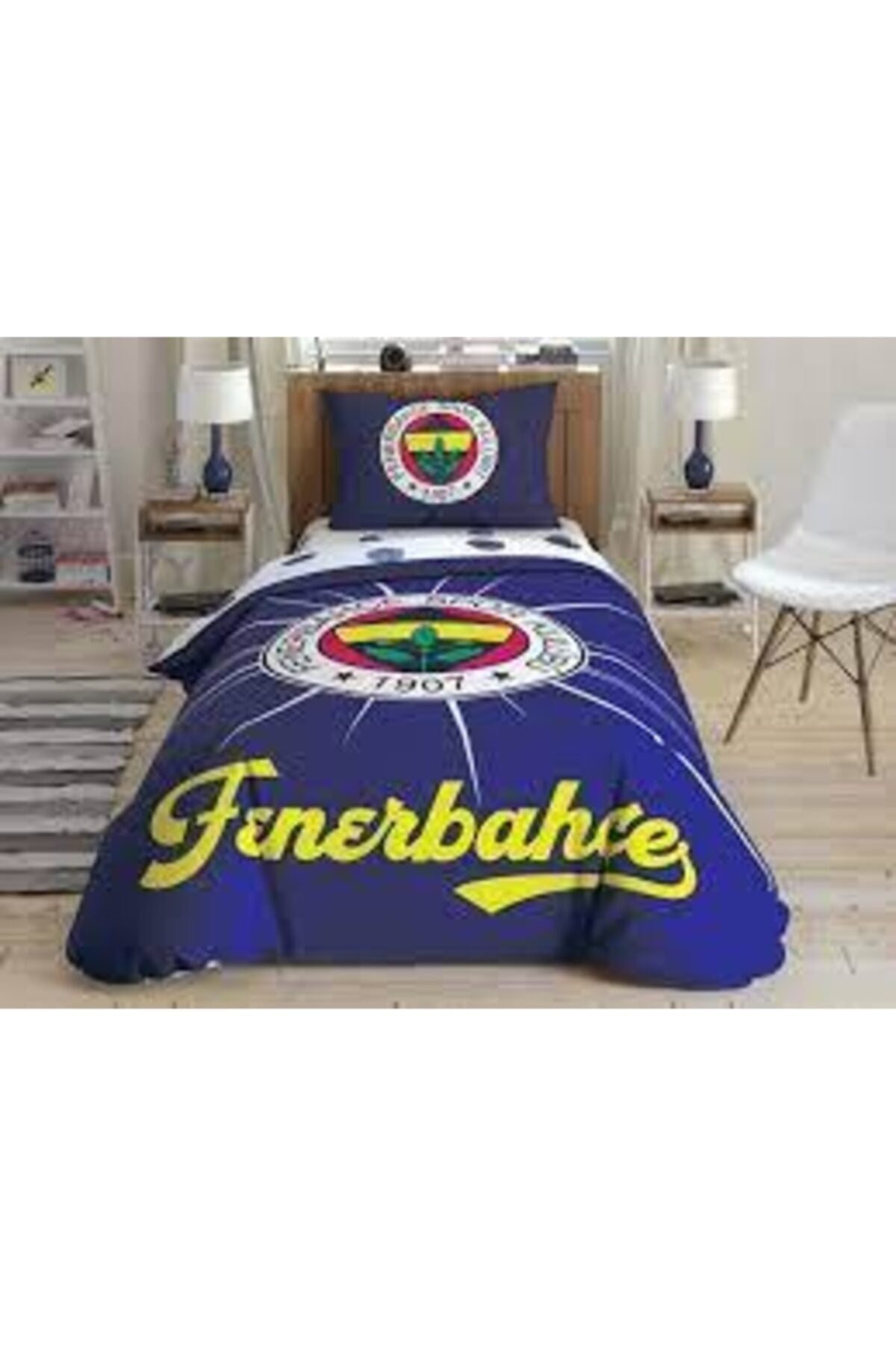 Licensed Single Sheet Elastic Fenerbahce Light Glow Duvet Cover Set