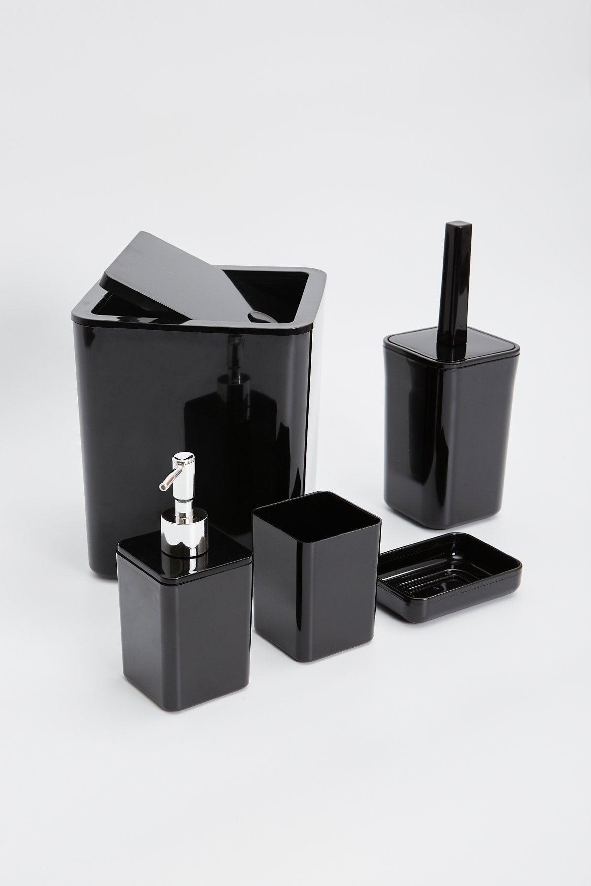 Lisbon 5 Piece Bath Set Black Acrylic - Swordslife