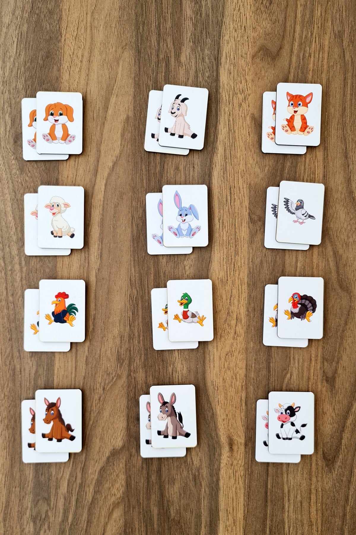 Wooden Cute Farm Animals Brain Teaser Cards Matching Game Preschool Educational Material