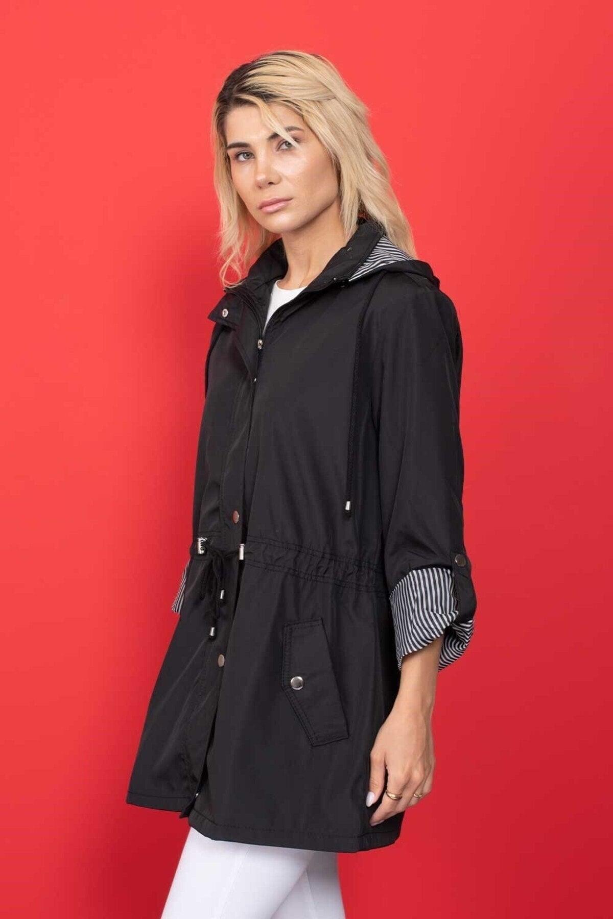 Women's Black Hooded Seasonal Coat - Swordslife