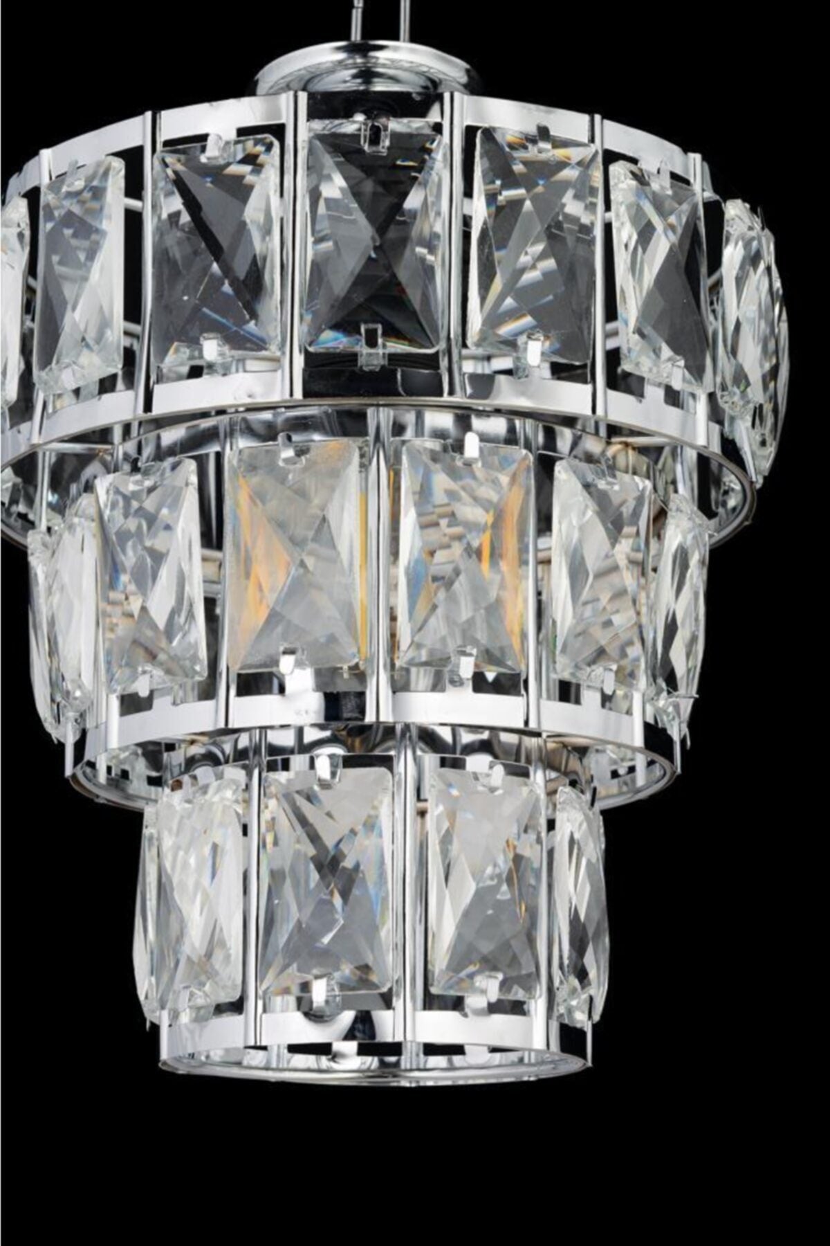 Mirac 3 Tier Crystal Silver Chandelier