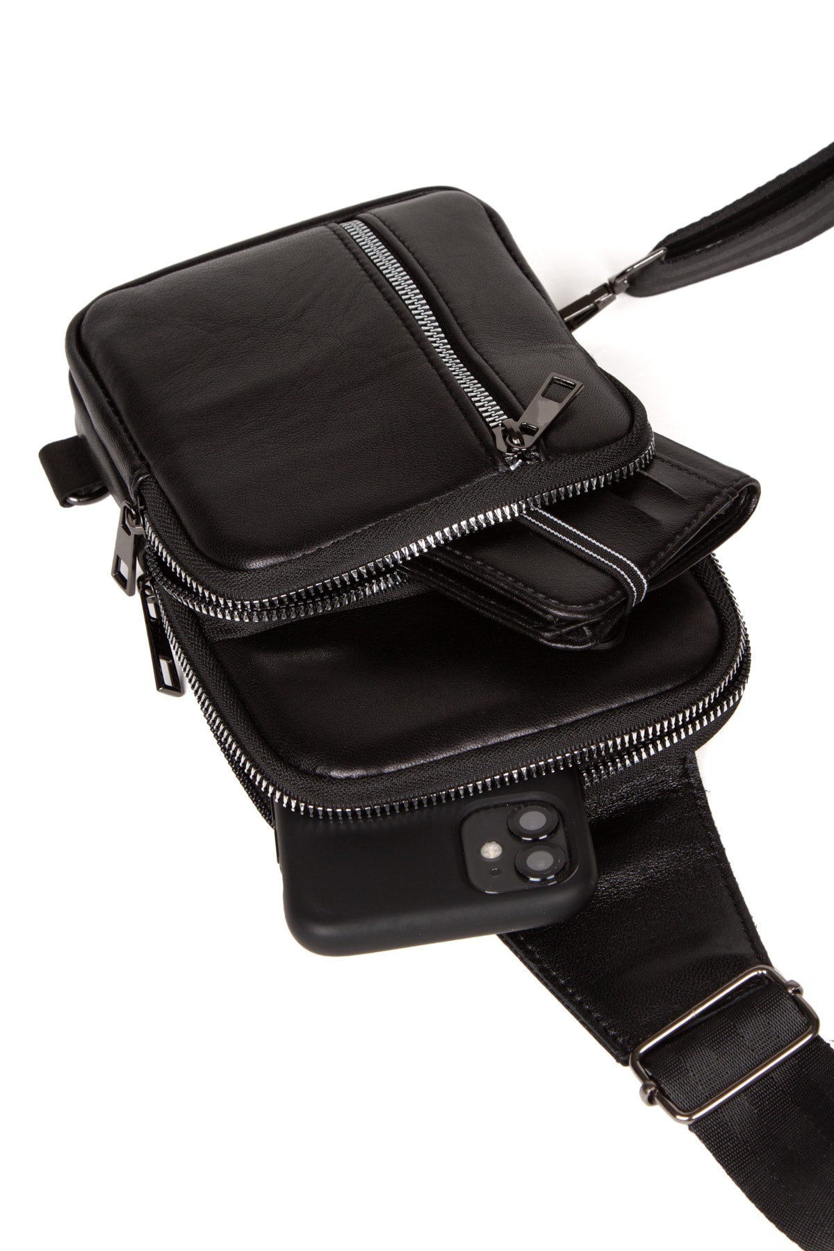 100% Genuine Leather Cross Strap Chest And Shoulder Bag With Headphone Outlet Adl-56478