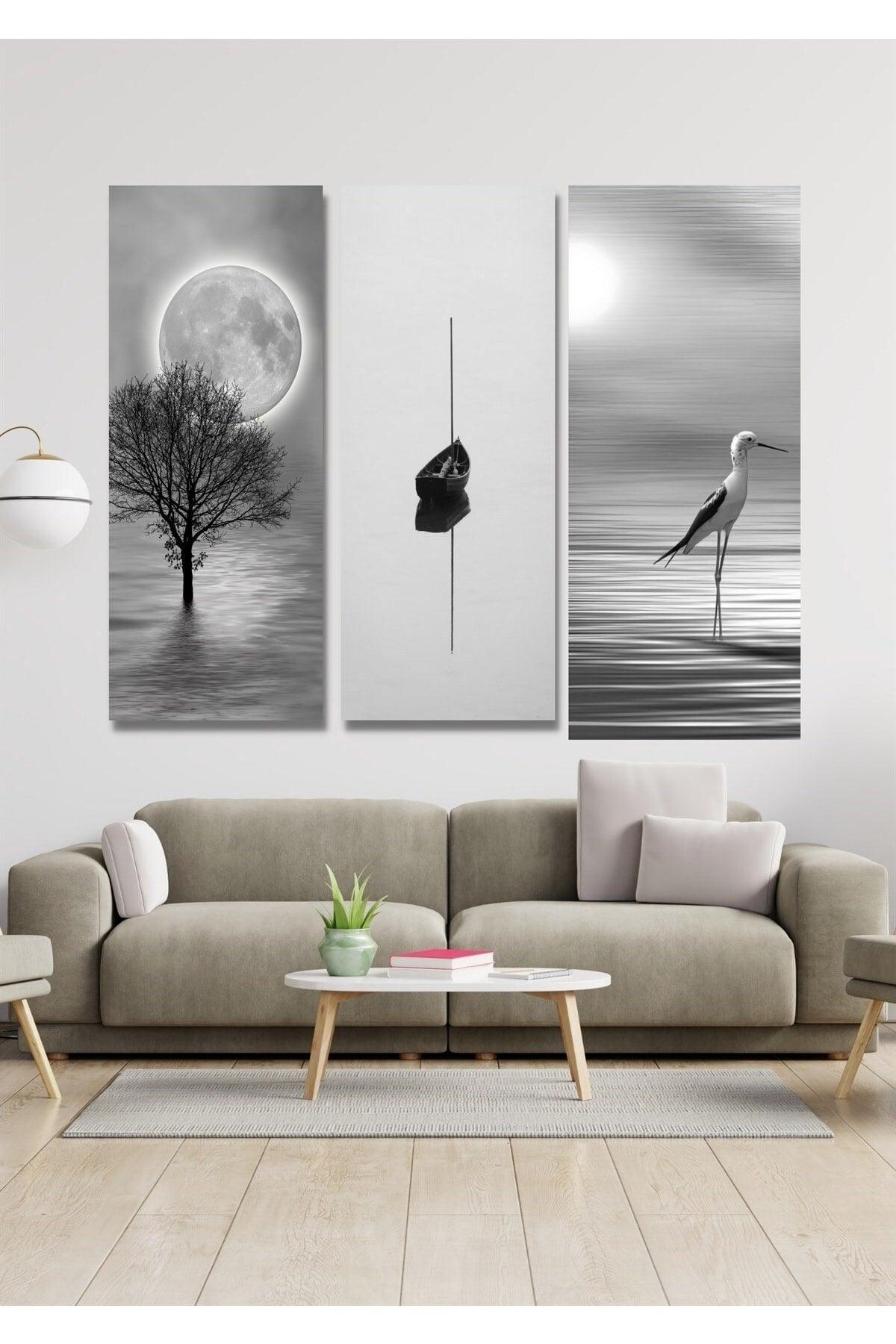 3 Piece Wood White Nature Wall Decor - Table Set For Living Room Living Bedroom Cafe Hallway Kitchen - Swordslife