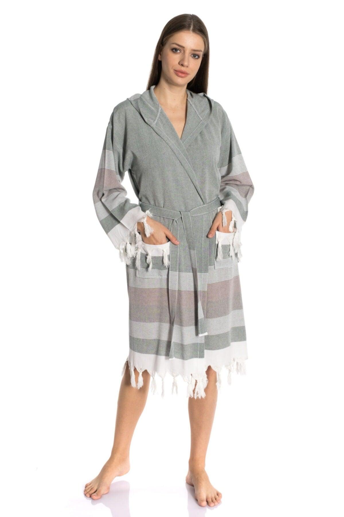 Cotton Peshtemal Bathrobe - Akyaka - Swordslife