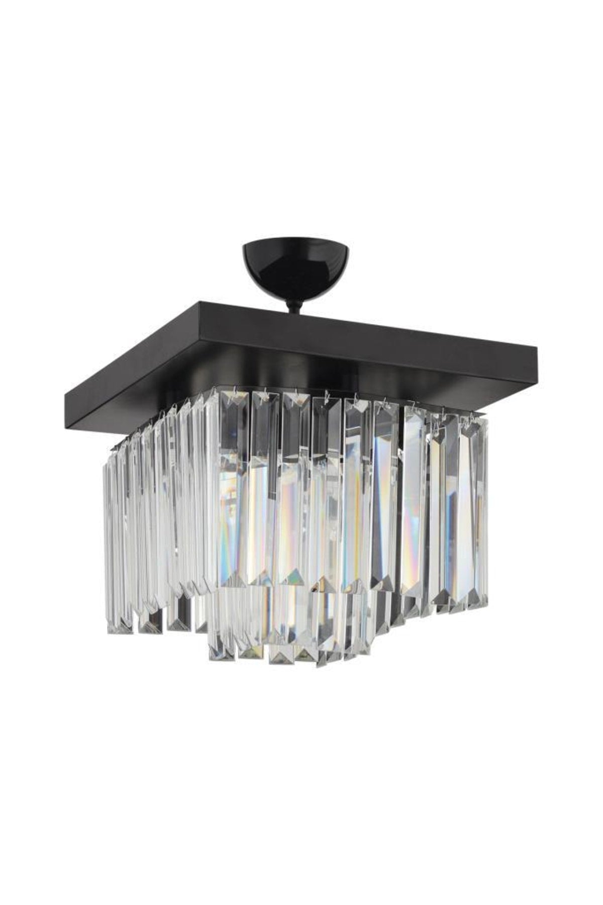 Yasemin 30 Cm Square Black Crystal Stone Chandelier