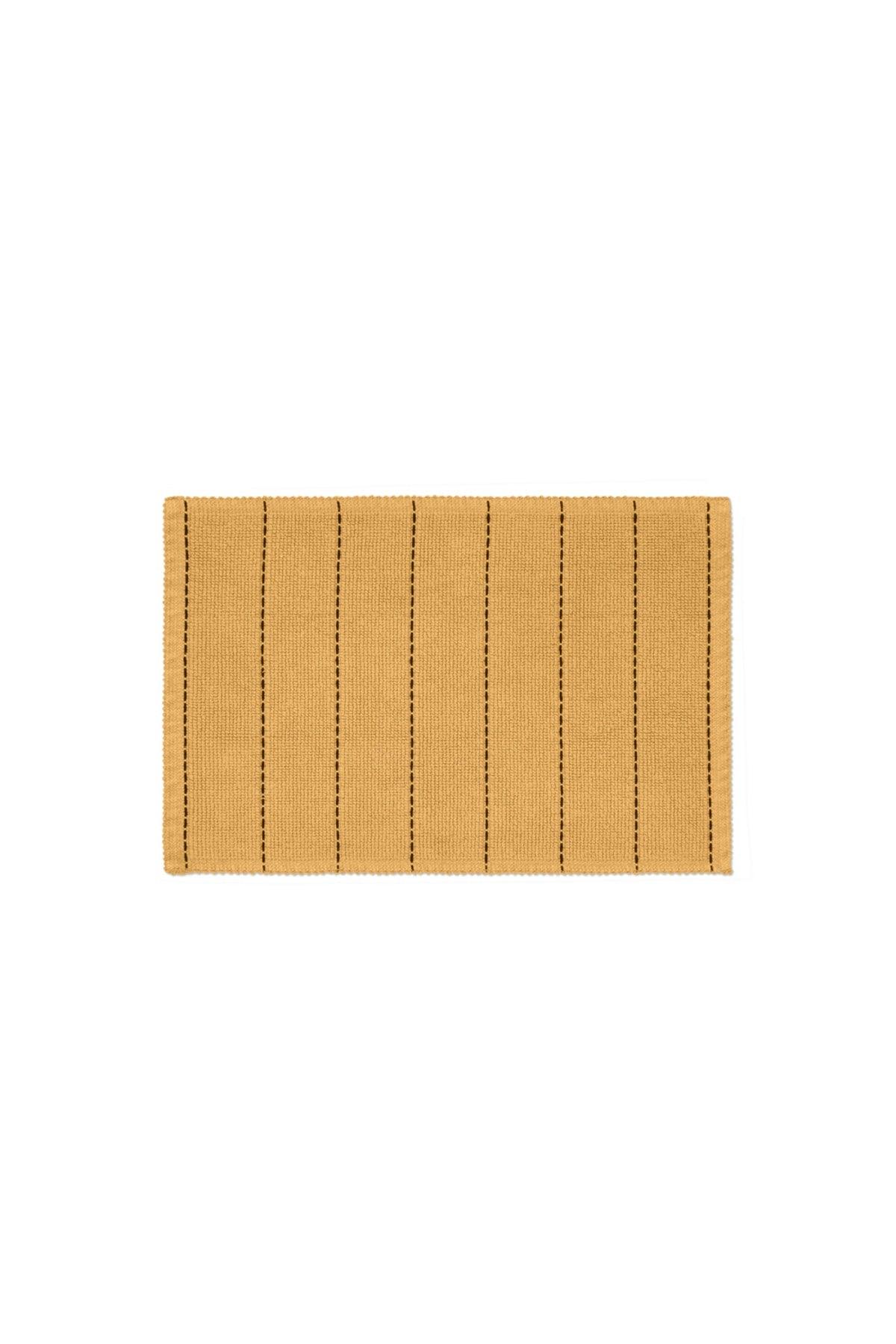 Basic Stripe Natural Cotton 2-Pack Bathroom Rug 60x100 50x60 Cm Spruce Yellow - Swordslife