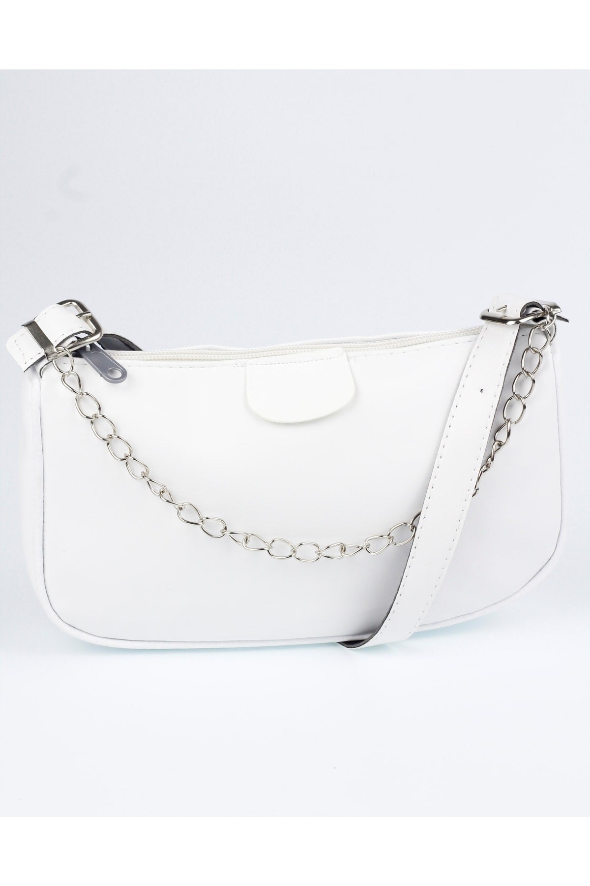 White Thin Chain Baguette Women's Bag