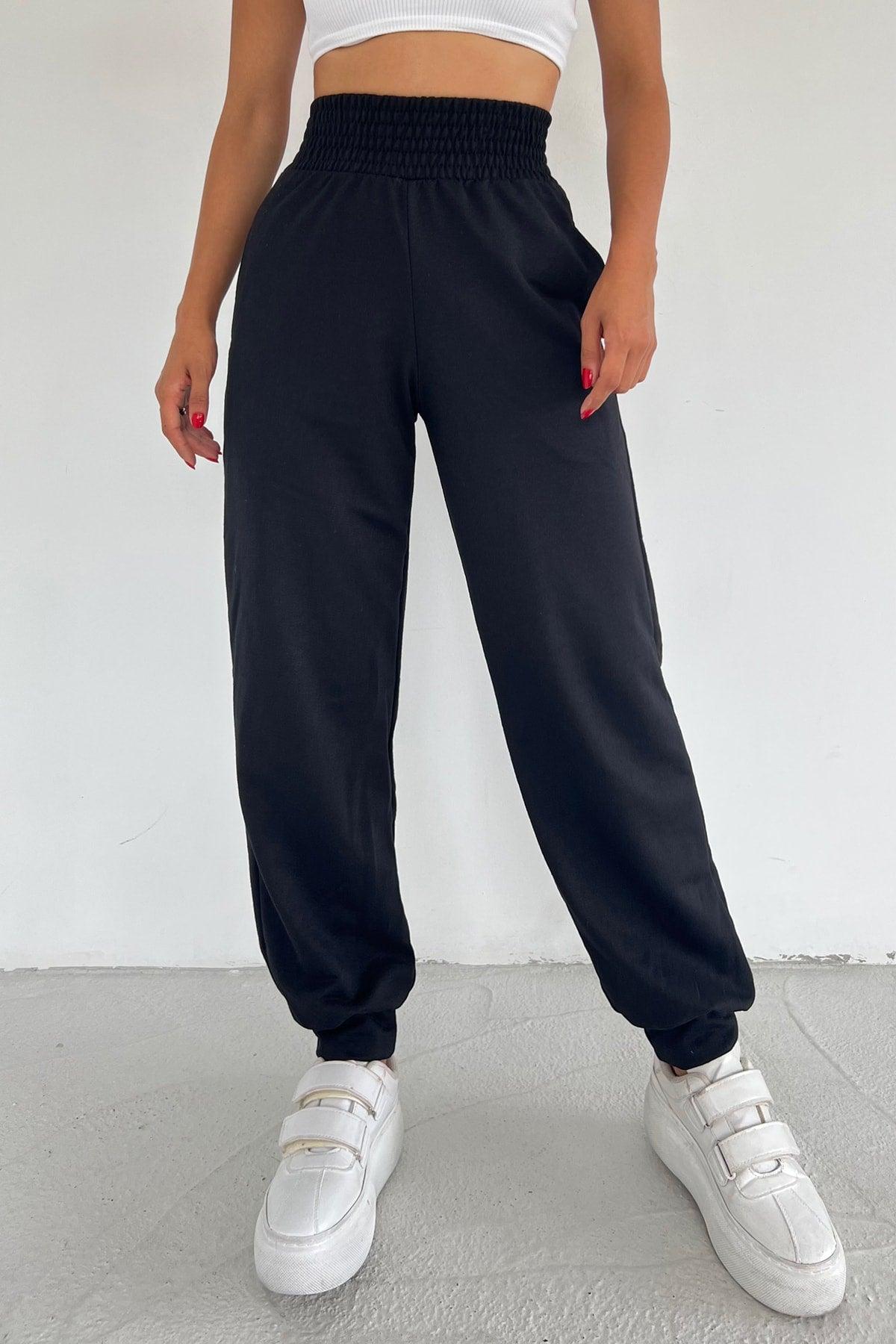 Women's Black Extra High Waist Belted Seasonal Jogger Sweatpants - Swordslife