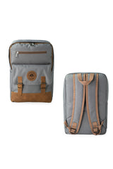 Unisex Gray 100% Genuine Leather Detailed Waterproof 15.6 Inch Multi-Compartment Backpack with Laptop Compartment
