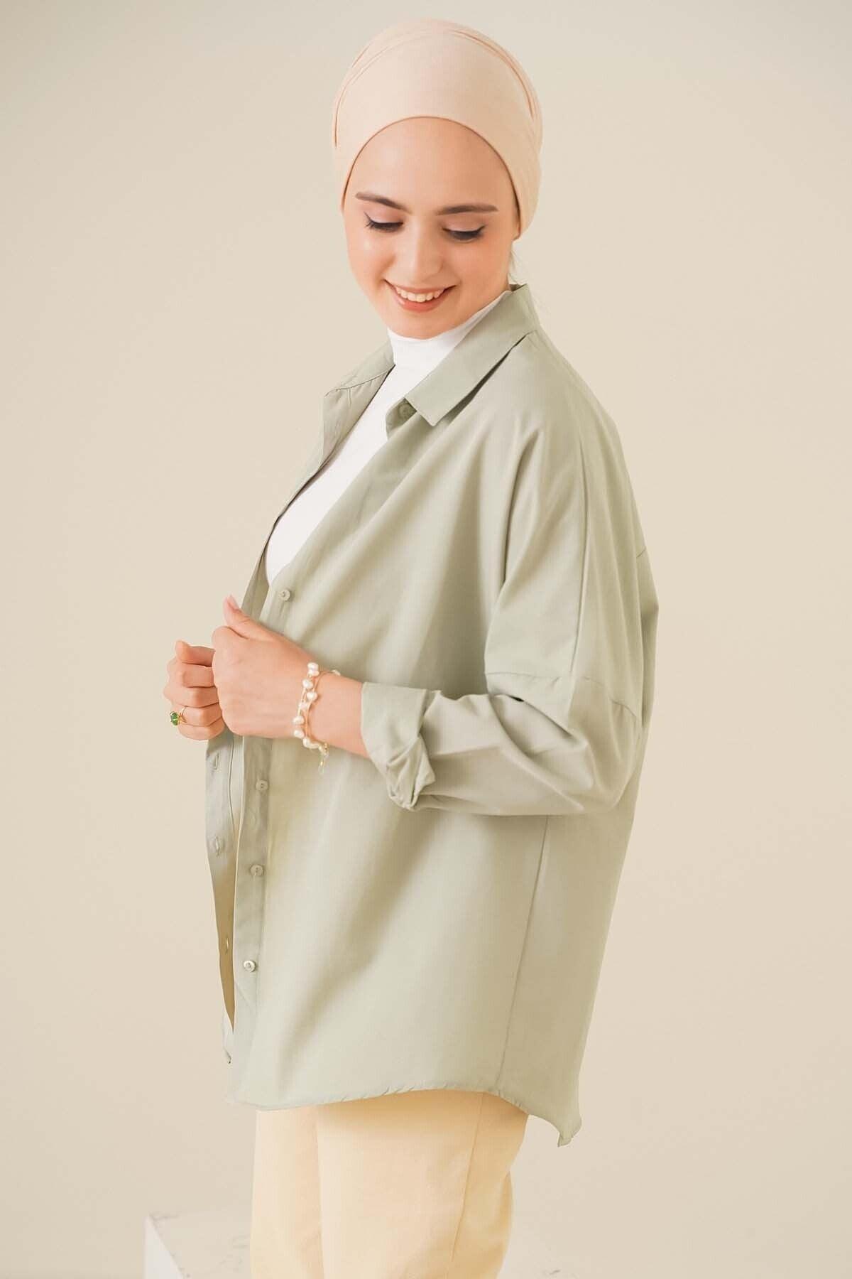 103901 Oversize Basic Hijab Shirt - A.khaki - Swordslife