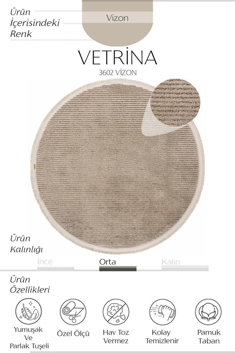 Vetrina 3602 Mink Soft Texture Carpet Rug Living Room Kitchen Hallway Cut Runner Round Machine Rug - Swordslife