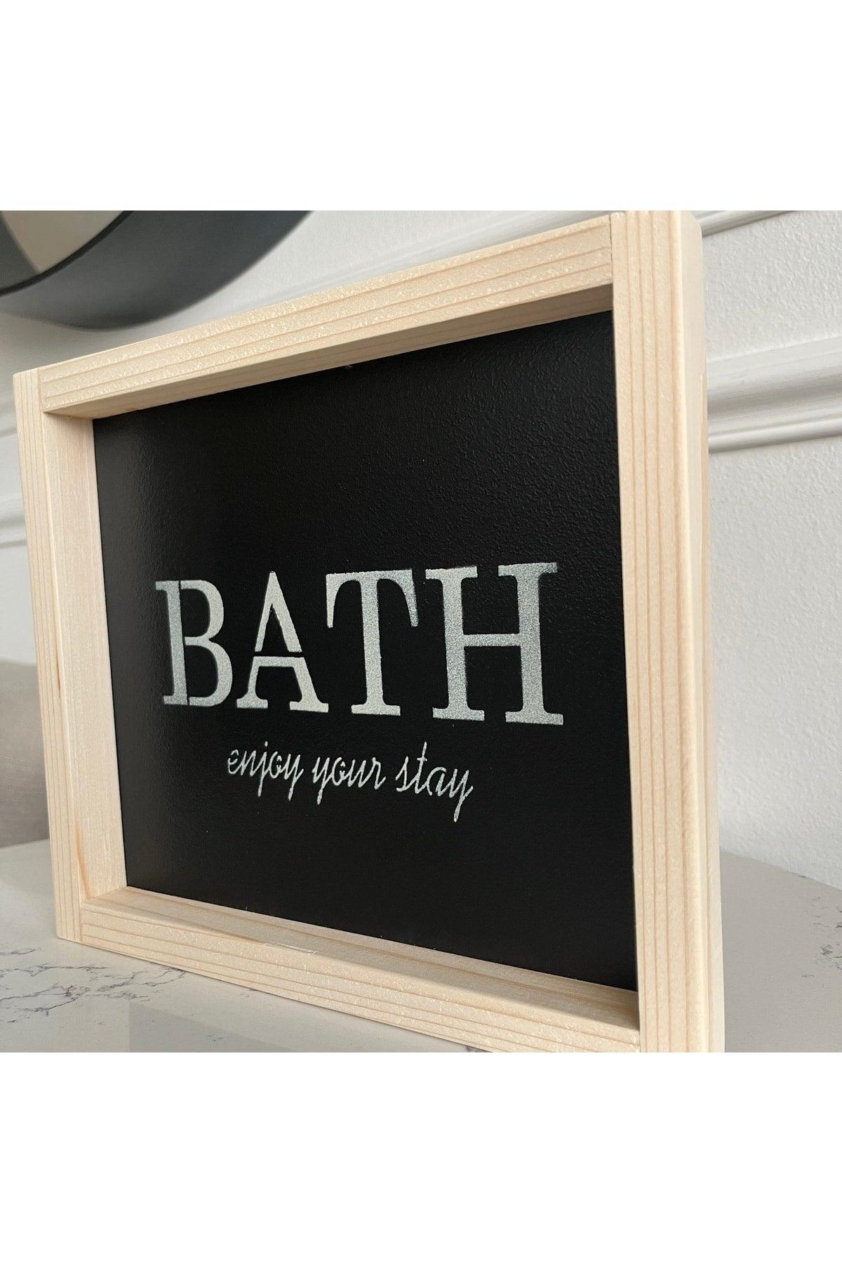 Wooden Natural Frame Black Bathroom Table ( Bath ) - Swordslife