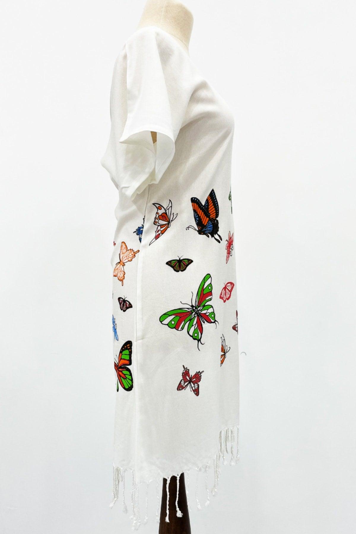 Peshtemal Dress Organic Cotton Butterfly Pattern - Swordslife