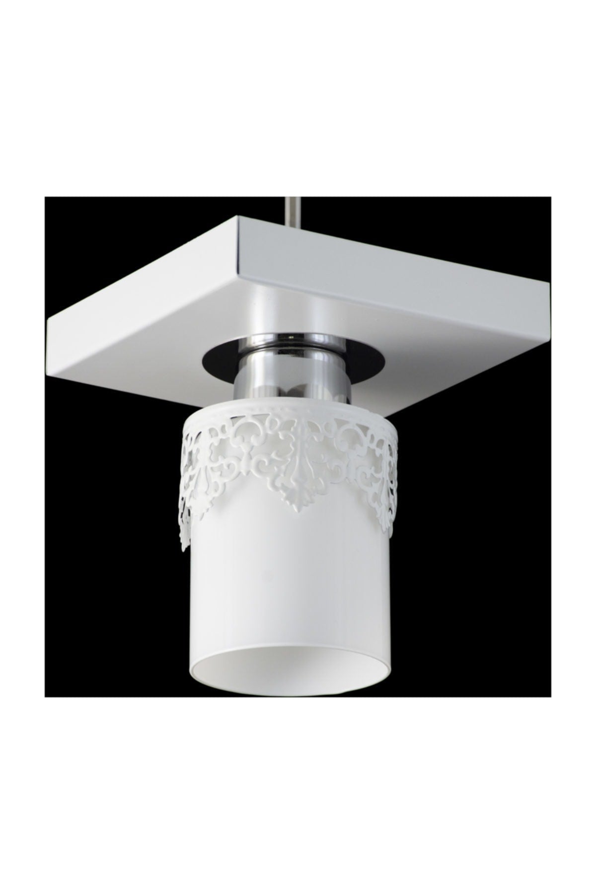 Single Modern Sports Model White Chandelier with Square Tray Crown