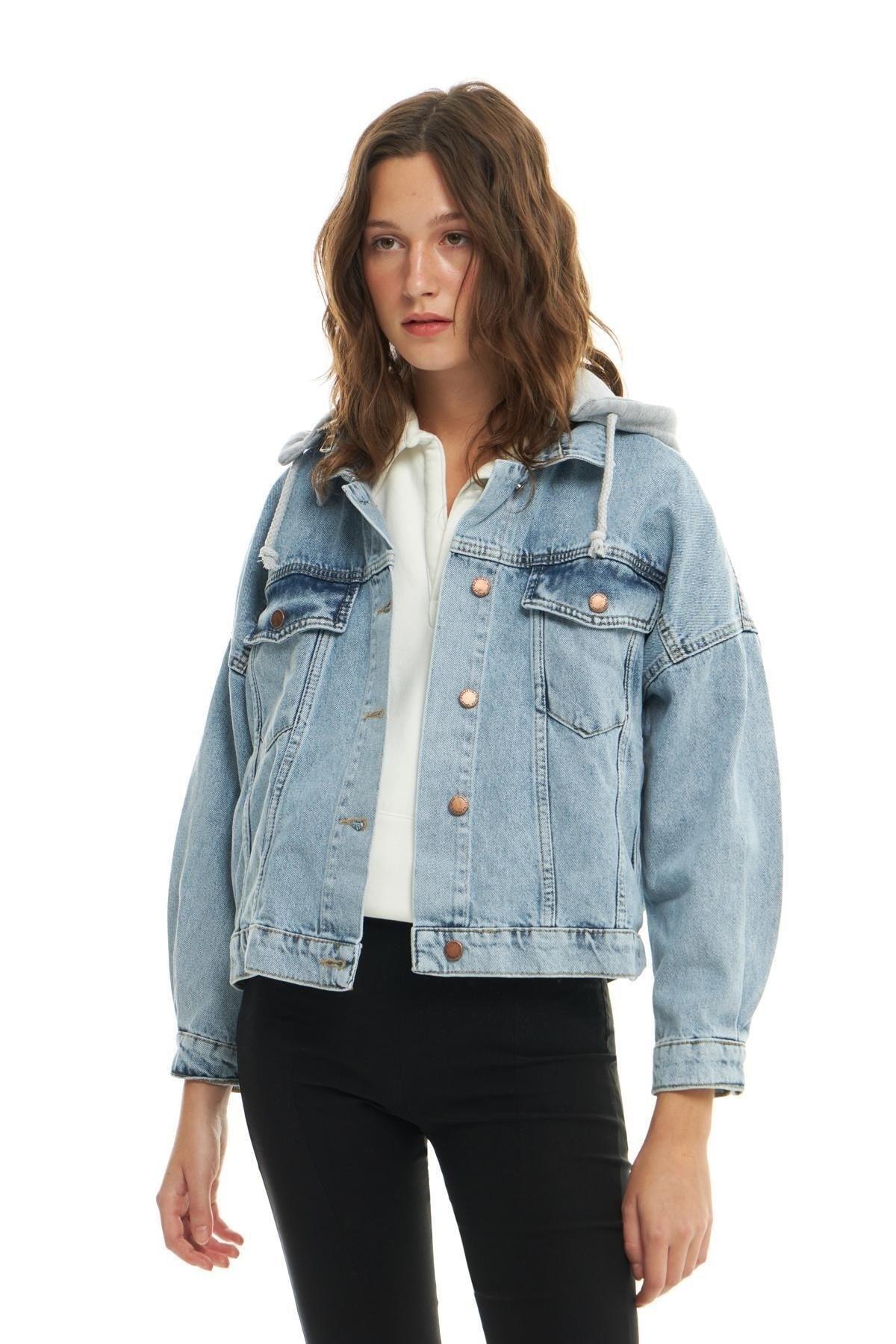 Hooded Oversize Denim Jacket Blue - Swordslife