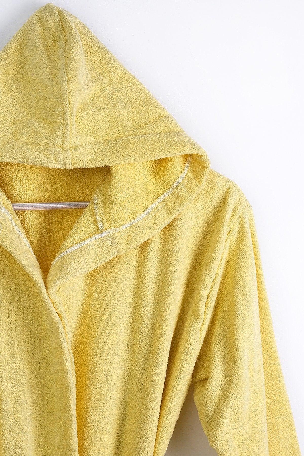 100% Cotton Hooded Velvet Yellow Teen Robe / Waitress Size - Swordslife