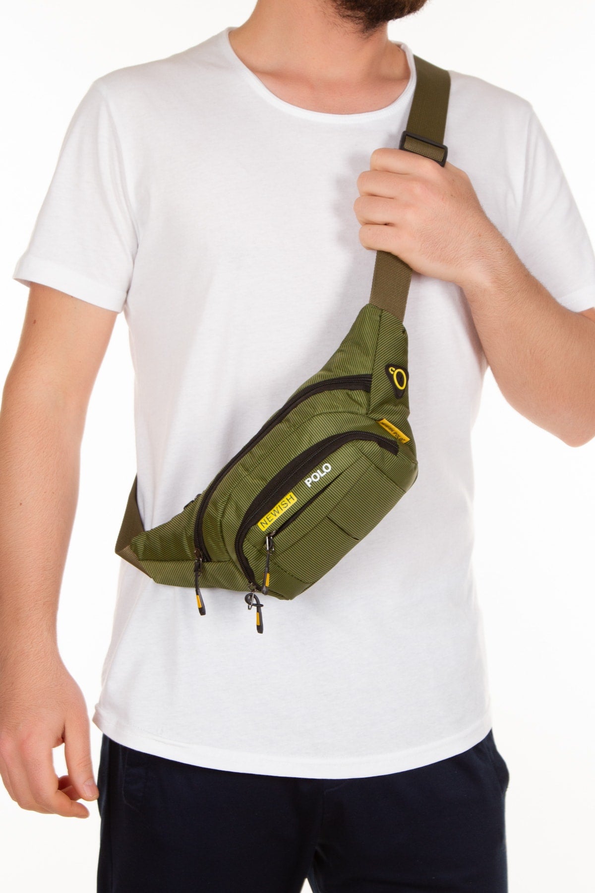 Waterproof Headphone Out Waist And Shoulder Bag Khaki