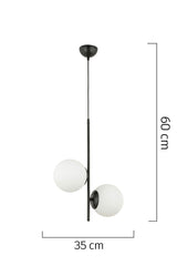 Malibu 2 Piece Black and White Glass Modern Young Room Kitchen Bedroom Retro Living Room Chandelier