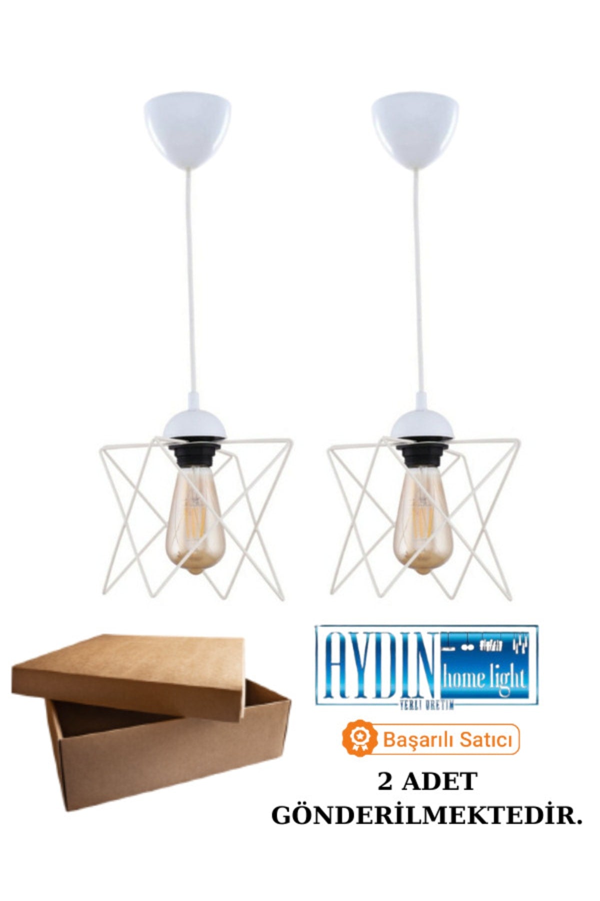 2 Single White Pendant Chandelier