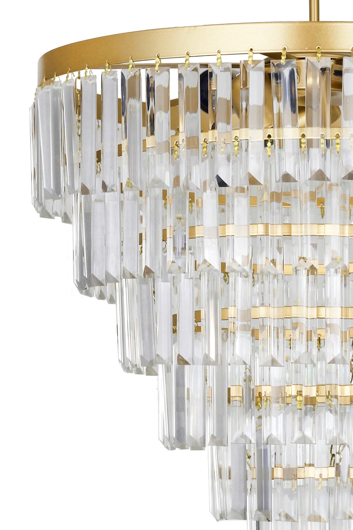 Linsa 55 Cm Crystal Glass Stone Luxury Chandelier - (Yellow Gilt)