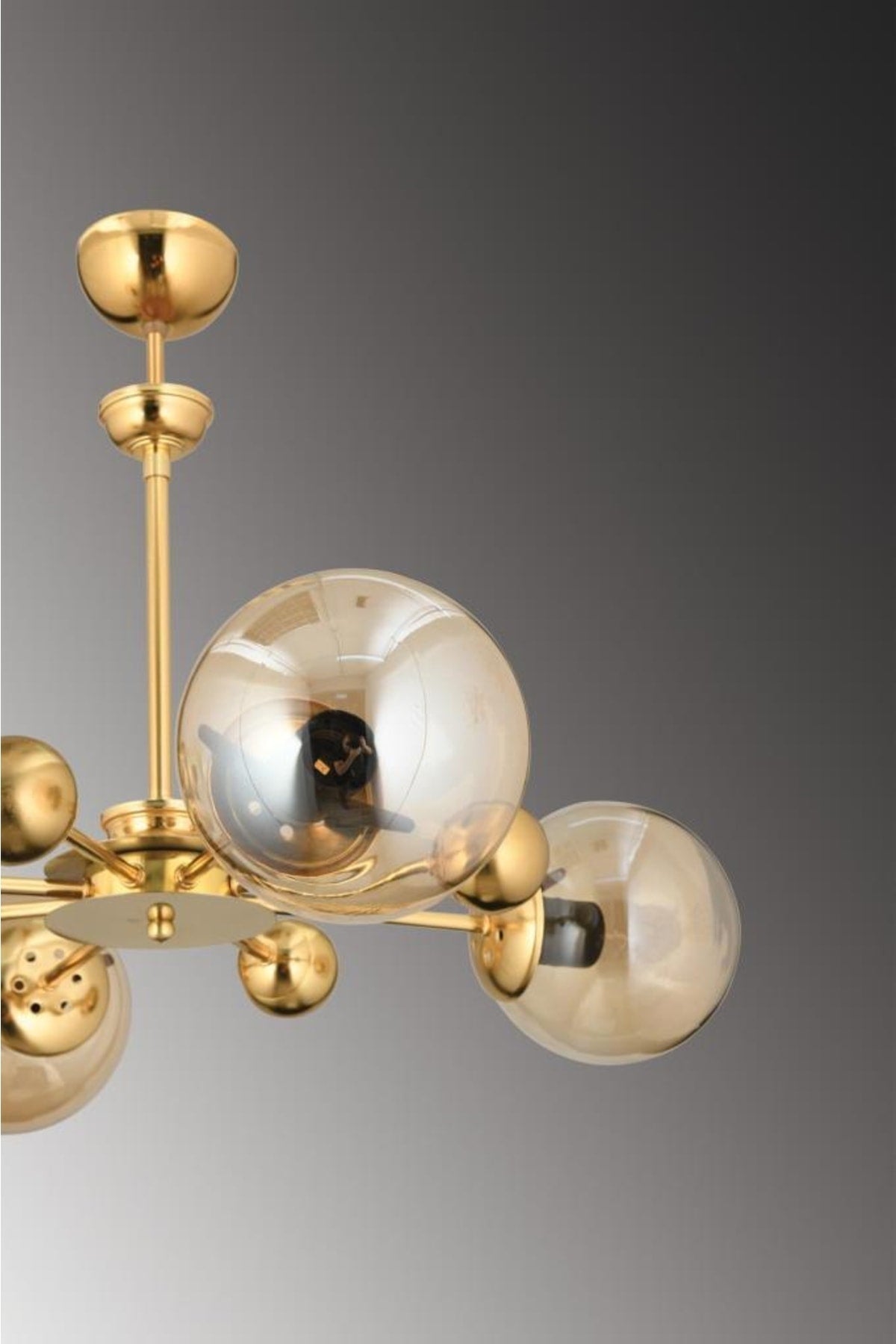 Nairobi 4-Piece Gold Case Yellow Globe Glass Chandelier